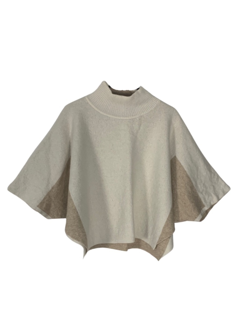Note di Anita Cream Tan Merino Wool Cashmere Blend Poncho Made in Italy Winter